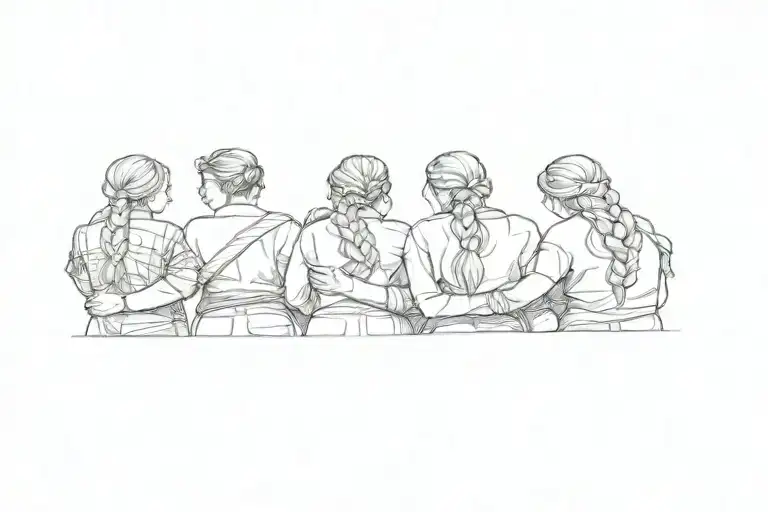 A Group Of Girls With Their Hair Braided Tattoo