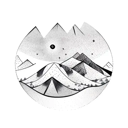 Mountain Scene With Sunburst