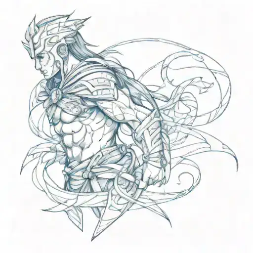 Warrior Written In A Tattered Ribbon Blue In Color Tattoo