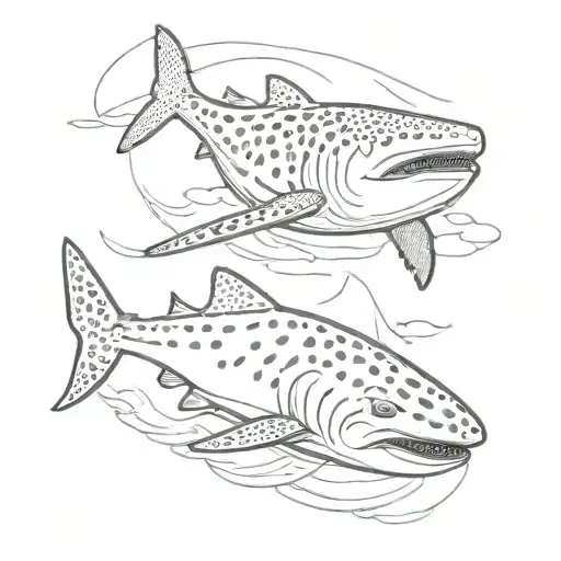 Whale Shark Tattoo Featuring Turtle Swimming