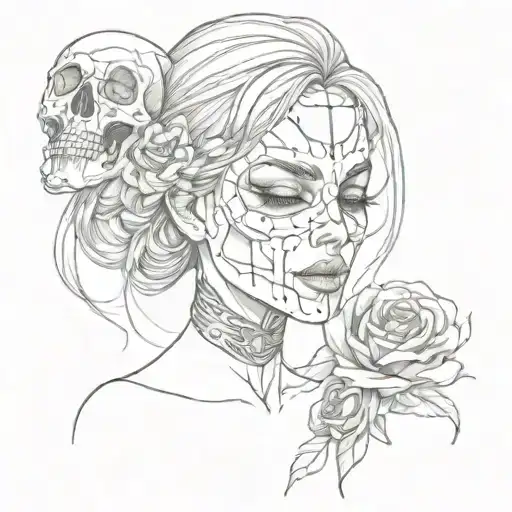 Gray Girl With Skull Mask