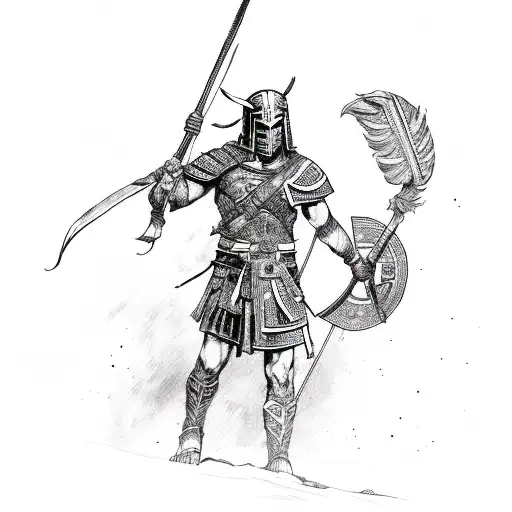 Fallen Spartan Warrior With Triden