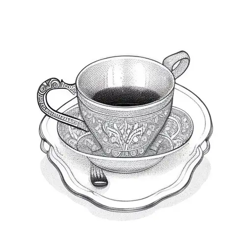 A Coffee Cup With Intricate Peranakan Tile Patterns