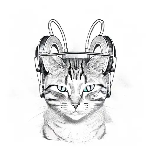 Cat With Wine Bottle And Headphones