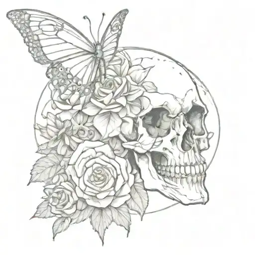 Moon Butterfly Skull Rose