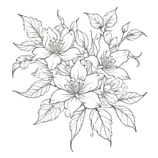 Dainty Feminine Flowers With Sharp Vines Contrast On Chest