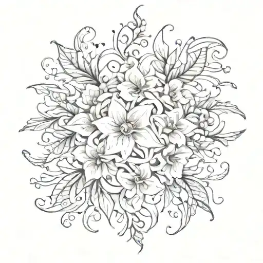 Symmetrical Dainty Gothic Feminine Thorny Flowers Vines Filigree Soft Sharp