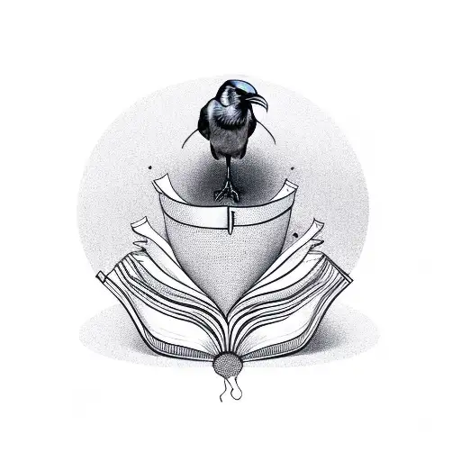 Raven On An Opened Book With Egg Timer