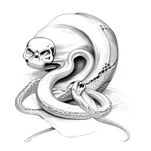 Snake Slithering Out Of A Skull Eye Socket