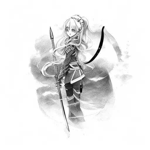 Anime Girl With Winds And Sword
