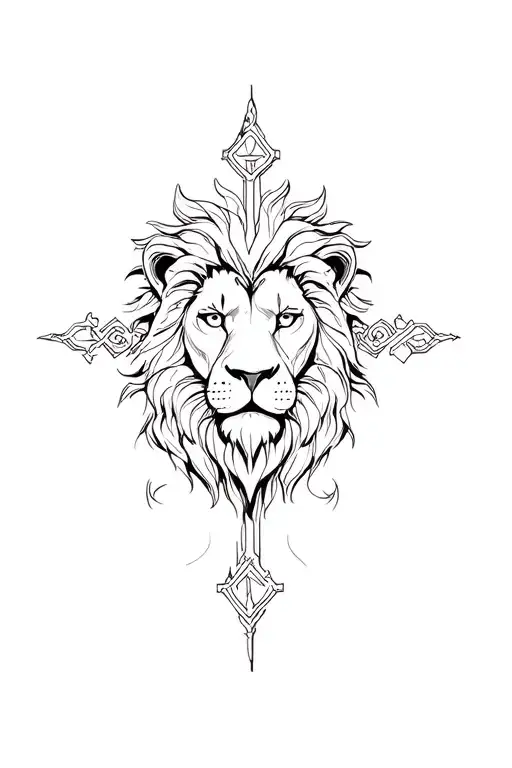 Cross With Lion Head