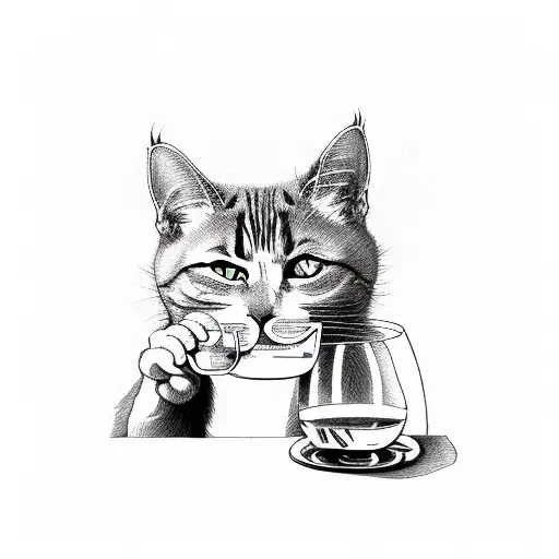 Cat Drinking Wine