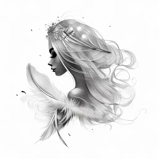 Beautiful Woman With Feather Hair