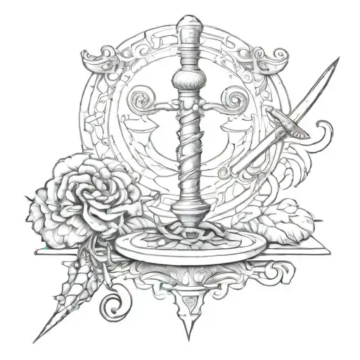 A Sword In The Form Of Scales Where The Heart And Brain Lie On The Scale