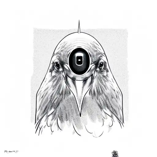 Raven With Its Head Shaped Like A Security Camera