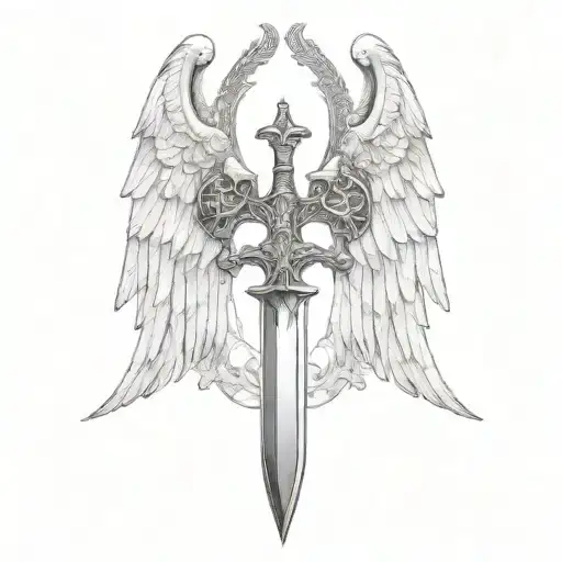 St Michael Sword One Angel Wing