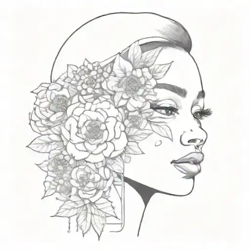 Black People Face And Flowers Growing