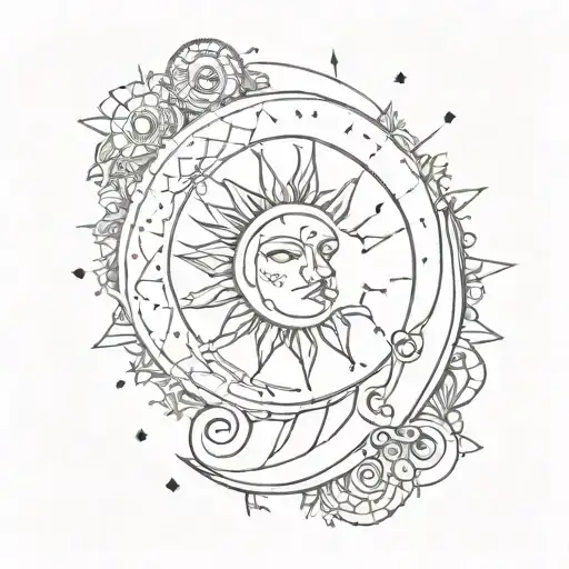 Semi Colon With Sun And Moon