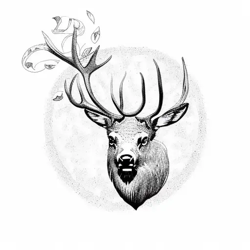 Elk With Mandala And Lotus Flower