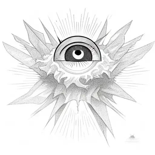 A Falling Angel With A Sun-shaped Eye Above Him