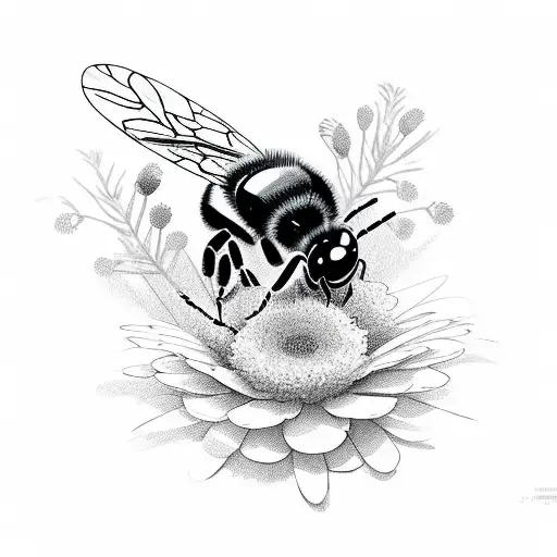 Bee And Ladybug Flying Around Flowers