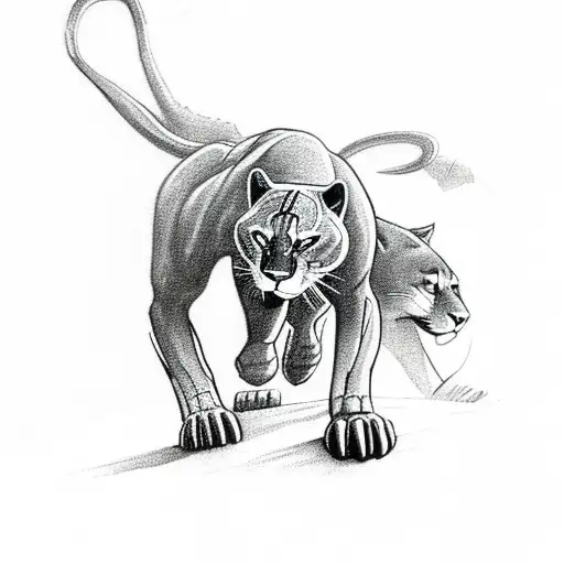 Black Panther Climbing On Cross