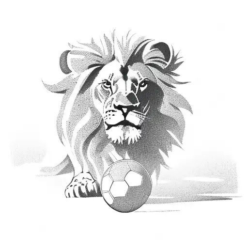 Lion Silhouette Playing With A Ball