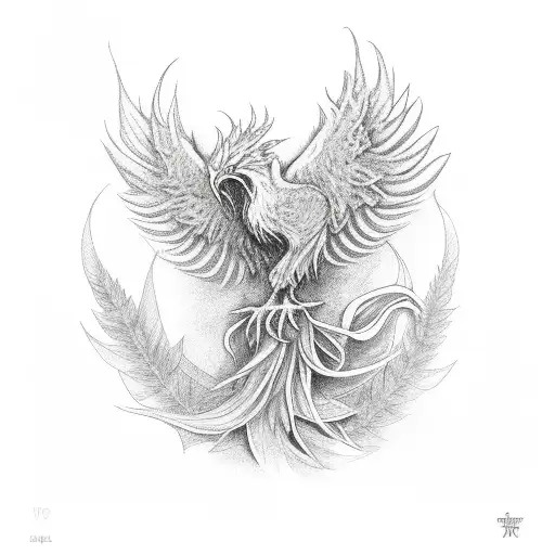 Phoenix Rising From Weed Leaf