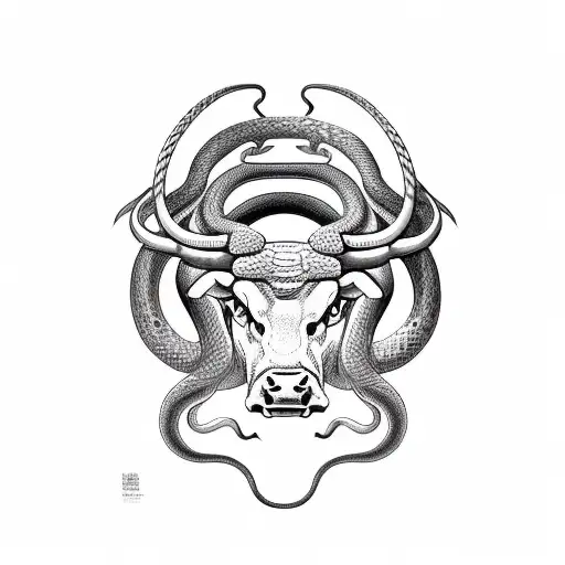 Bull Circling A Snake