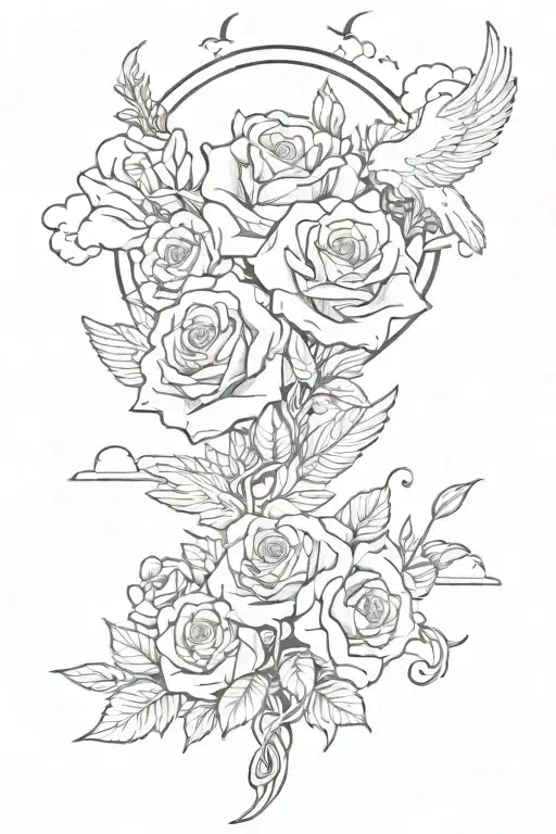 Rose At The Top With Clouds And Angels