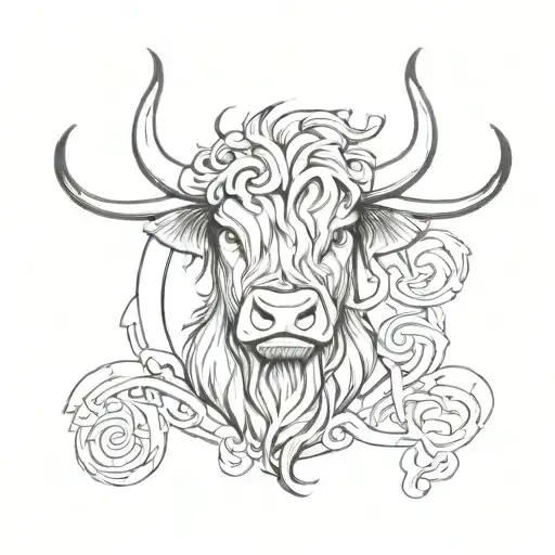 Triskele Symbol And Scottish Highland Cow