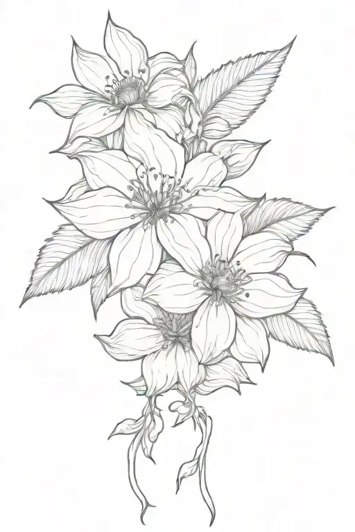 Floral Squiddled Fine Lines Connecting Various