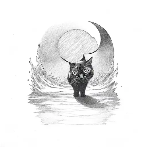 Cat Standing On A New Moon
