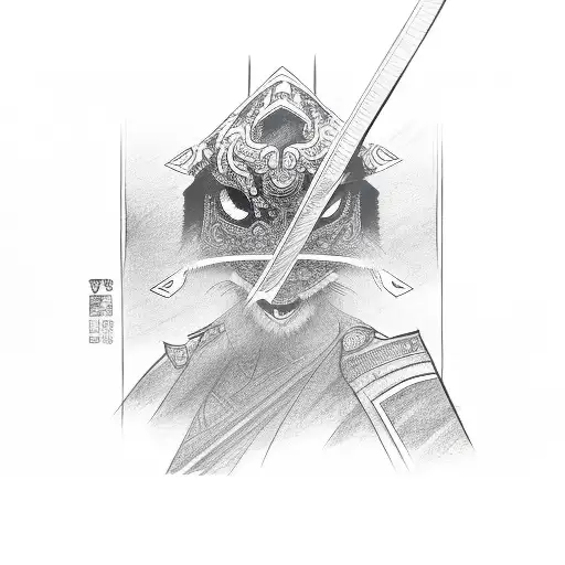 Katana Sketch With Eyes Reflection