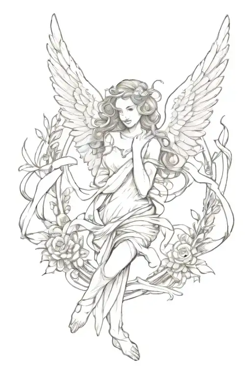 Angel With Banner Ribbon Across