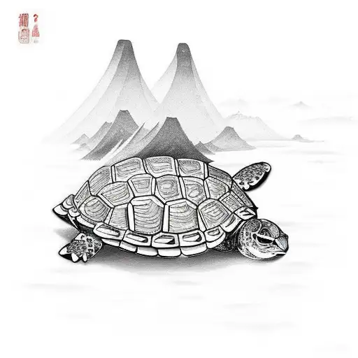Japanese Turtle Tattoo With Polynesian Twist
