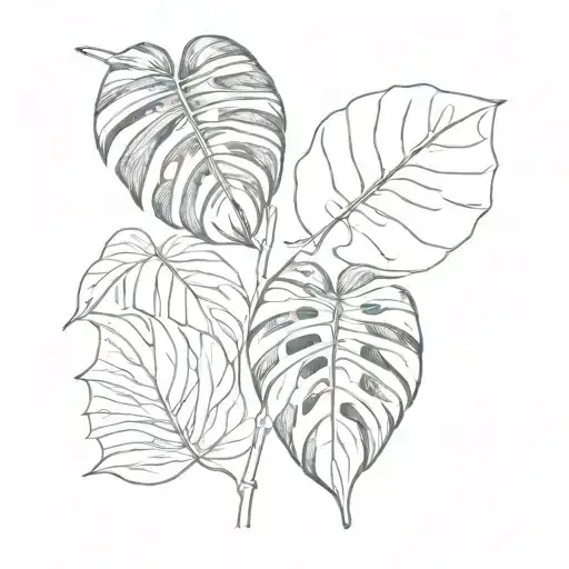 Drathly Hallows Symbol And Tropical Monstera Leaves Intertwined