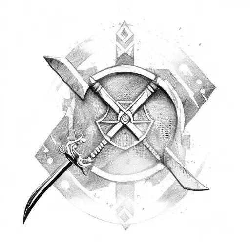 A Broken One-handed Sword With A Rune In The Background