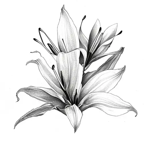 Peace Lilies With Red Spider Lilies On Shoulder