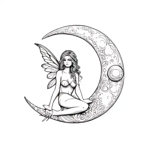 Fairy Sitting On A Crescent Moon
