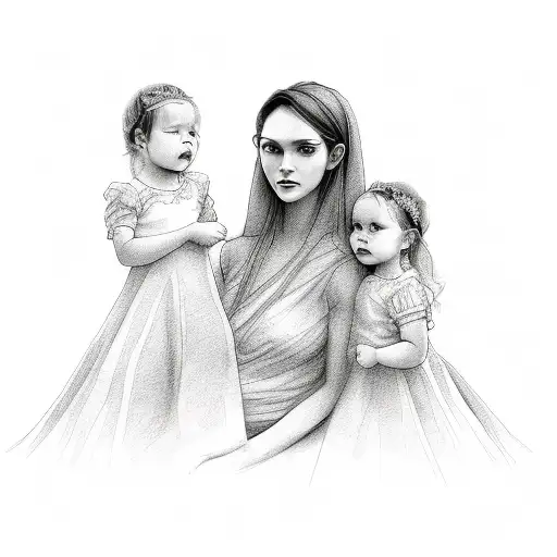Mother With Two Daughters 1 And 3 Years Old