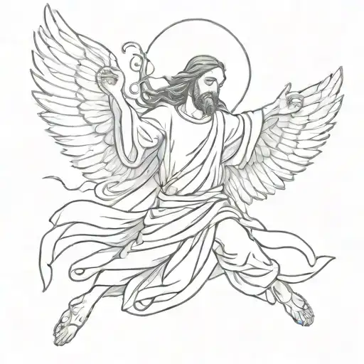 Jesus With Wings Spread Wide