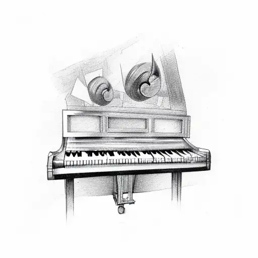 Piano Keys Creating Music Tones Going Out Of The Piano Keys