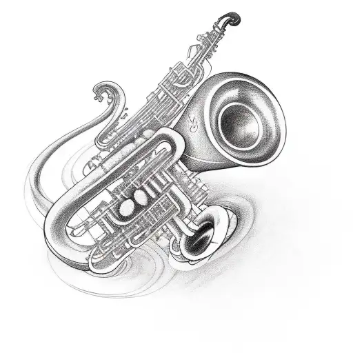 Cartoon Style Saxaphone With Soundwaves