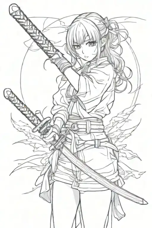 Anime Girl With A Katana In Her Hands