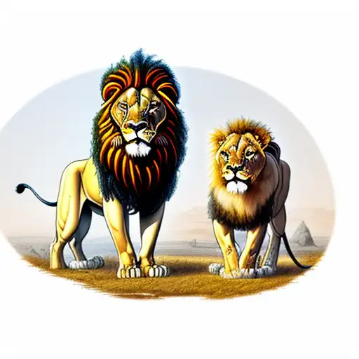 Standing Lion And Lioness