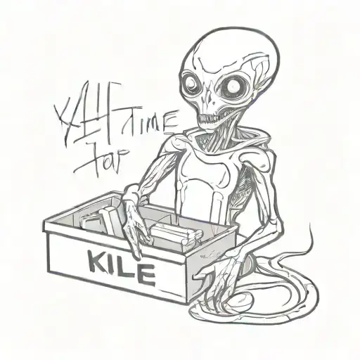 Alien Holding A Box With A Text Kill Time