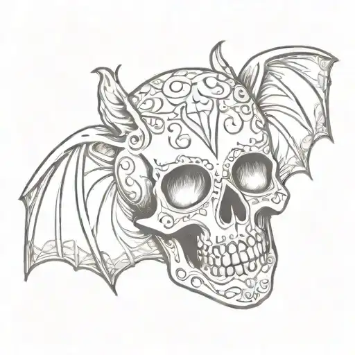 A Sugar Skull With A Bat