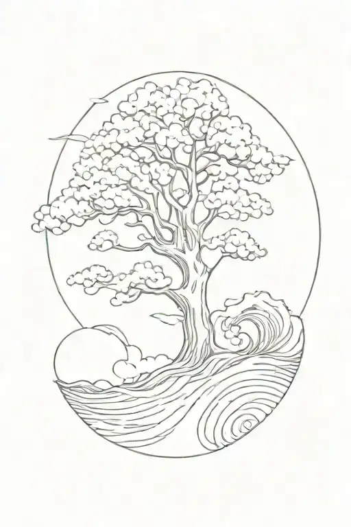 Tree Out Of Lines That Look Like Waves