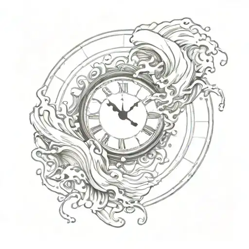 Clock With Waves Crashing Inside
